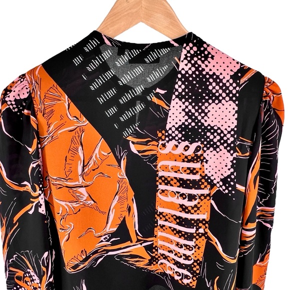 Weekday Sublime Bowe Blouse Small Abstract Print Billowing Sleeve Flowy Colorful - Picture 6 of 16